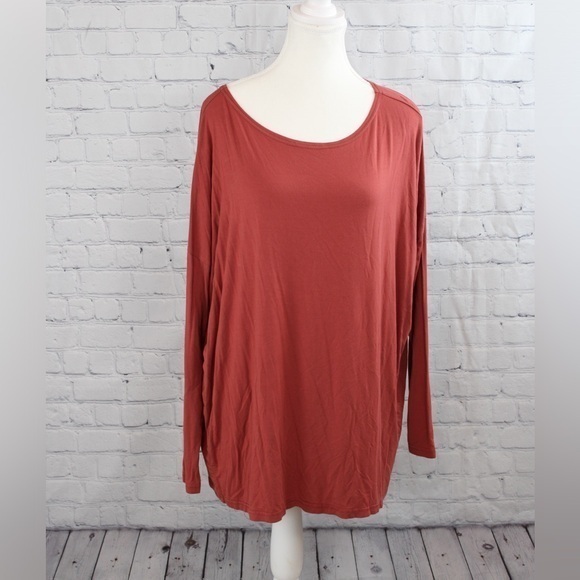 PIKO BRAND BURNT ORANGE / LIGHT RED LONG SLEEVE BAMBOO TOP - Size Small SKU:191 - Picture 1 of 4